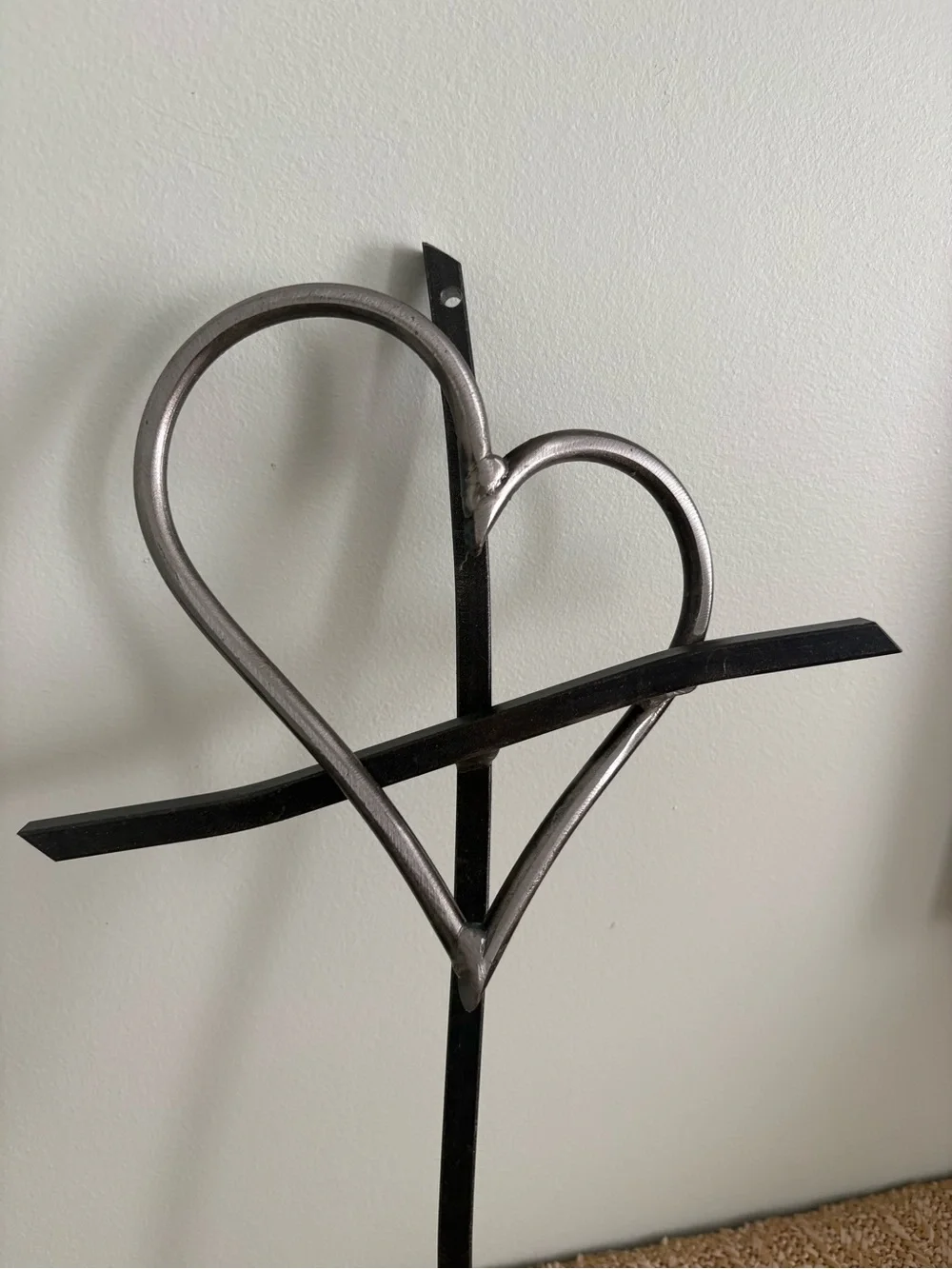 Industrial Welded Metal Cross Heart Wall Art Heart Of Jesus Steel Sculpture